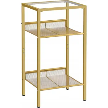 Konferenční stolek SZAFKA STOLIK POMOCNICZY 3-POZIOMOWY S TVRZENÝM SKLEM, OZDOBNÝ, ZLATÝ