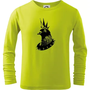 Chlapecké tričko Holub punk - Triko dětské Long Sleeve - 134 cm/8 let ( Limetková )
