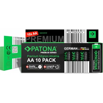 Článková baterie PATONA Premium AA Mignon LR06 – 10x alkalické baterie 1,5V