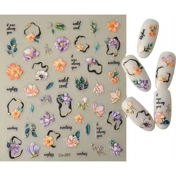 samolepka Samolepky 3D ozdoby na nehty samolepící květinky vzorky S41