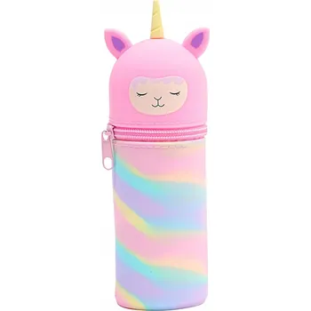 Penál Pouzdro na tužky tuba ŠKOLNÍ PENÁL S VERTIKÁLNÍ RŮŽOVOU OVCÍ