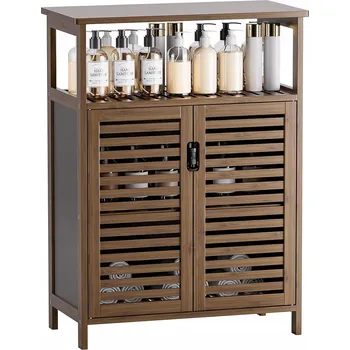 Šatní skříň KOUPELNOVÁ SKŘÍŇKA REGÁL BAMBUSOVÝ ORGANIZÉR S DVÍŘKY 80X60CM