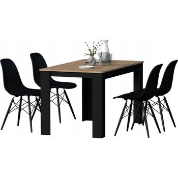 Jídelní set Jídelní stůl + 4 židle, moderní skandinávský styl, loft, dekor dub artisan