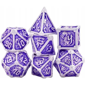 Příslušenství k deskovým hrám MNOHOSTĚNNÉ KOSTKY DO HRY Dungeons and Dragons KOVOVÁ SADA 7 Ks