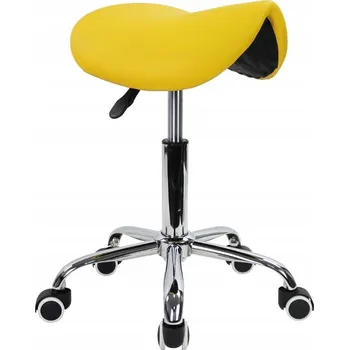 ŽIDLE TABURET SEDÁK K PSACÍMU STOLU, TOALETNÍMU STOLKU NA KOLEČKÁCH OTOČNÁ ŽLUTÁ