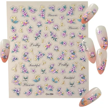 samolepka Samolepky 3D ozdoby na nehty samolepící květiny vzory S47