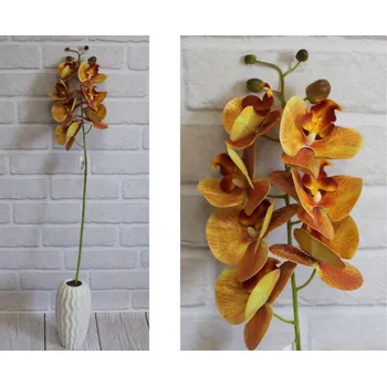 umělá květina UMĚLÁ ORCHIDEJ silikonová 80 cm - ORANŽOVÁ