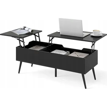 Konferenční stolek KONFERENČNÍ STOLEK S POLICÍ DO OBÝVACÍHO POKOJE, STŮL S UKRYTOU POLICÍ, OBDÉLNÍKOVÝ DŘEVĚNÝ