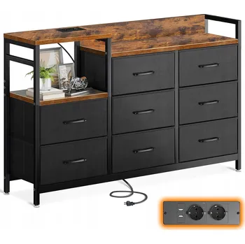 Komoda Komoda Skříňka do Obýváku Kanceláře Regál Police Dřevěná 8 Zásuvek 132 x 30 x 88