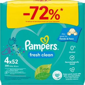 Dětská kosmetika Pampers Vlhčené ubrousky pro miminka 4x52ks Fresh Clean