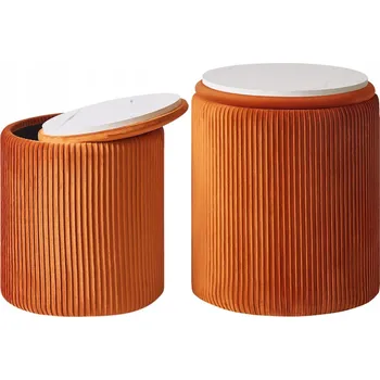 Taburet Taburet Podnóżek Taburet do Salonu Schowek Mały Zestaw 2 oranžová