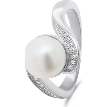 Prsten Brilio Silver Půvabný stříbrný prsten s pravou perlou RI061W 48 mm + 2 měsíce na vrácení zboží