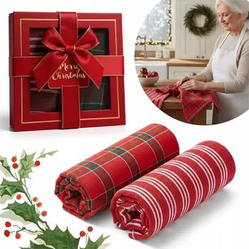 Utěrka VÁNOČNÍ DÁRKOVÁ SADA UTERKY DO KUCHYNĚ 2KS 40X60CM + KRABIČKA