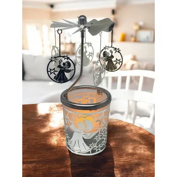 Svícen Otočný svícen - stříbrný anděl : B bílá