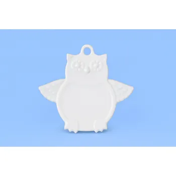 Sada nádobí Vánoční ozdoba oboustranná sova 9cm BÍLÁ Český porcelán Dubí