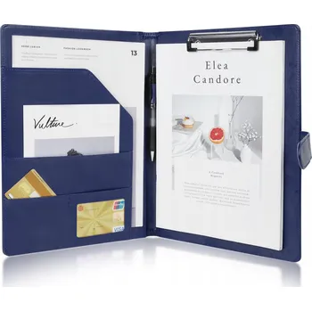 KOŽENÁ KONFERENČNÍ DESKA NA DOKUMENTY ORGANIZÉR S PŘIHRÁDKOU MODRÁ