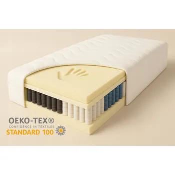 Matrace Taštičková matrace VISCO 75x160 Bílá, taštičková, 21 cm, Memory pěna, pružinová