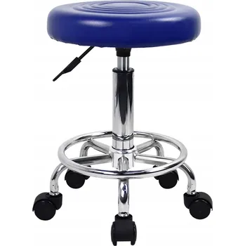 Jídelní židle ŽIDLE TABURET SEDÁK K PSACÍMU STOLU, TOALETNÍMU STOLKU NA KOLEČKÁCH OTOČNÁ MODRÁ