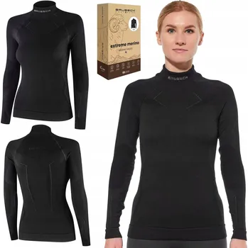 Dámské funkční prádlo s dlouhým rukávem Brubeck EXTREME MERINO černé, velikost vel.
