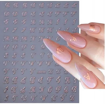 samolepka Samolepky 3D ozdoby na nehty, samolepicí, měděné a zlaté, písmena S40