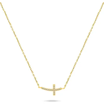 Náhrdelník Brilio Silver Pozlacený náhrdelník Křížek se zirkony NCL57Y + 2 měsíce na vrácení zboží