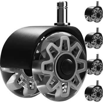 Šedá kolečka pro kancelářskou židli 2,5" RUHHY, sada 5 ks, tichá, nepoškrábou podlahu