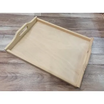 Dřevěný tác s bočními otvory - 40 x 30 cm