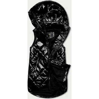 Dámská vesta Lesklá černá vesta s kapucí (7005BIG) odstíny černé XXL (44)