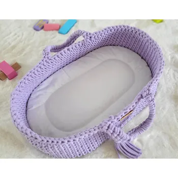 Doplněk pro panenku Koš Mojžíše BOHO nosítko pro panenky - fialový