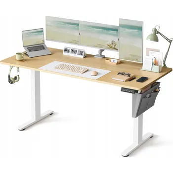 Psací stůl Obdélníkový psací stůl Songmics 160 x 70 x 120 cm bílý, přírodní dub