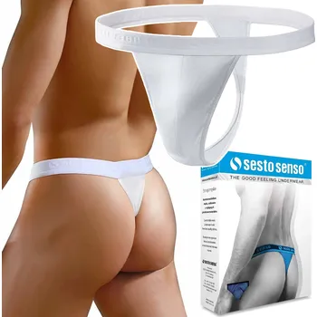 Pánské spodní prádlo Pánská Tanga Tiger STM01 bílá Sesto Senso (M)