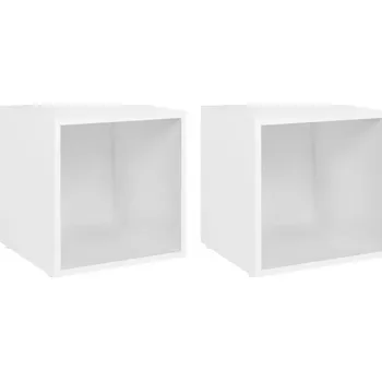 Televizní stolek TV stolky dřevěné bílé 37x35x37 cm - sada 2 ks