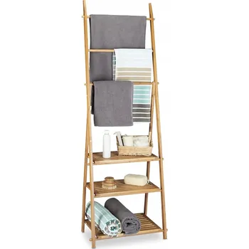 VĚŠÁK ŽEBŘÍK NA RUČNÍKY DO KOUPELNY ORGANIZÉR NA RUČNÍKY SVĚTLE HNĚDÝ