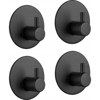 Věšák 4x Samolepicí věšák Háček na ručník Černý Loft Kulatý Pásek 3M