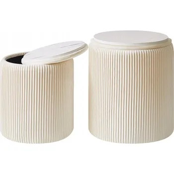 Taburet Taburet Podnóżek Mały Taburet do Salonu Schowek Zestaw 2 bílá