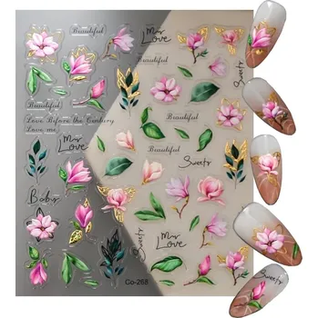 samolepka Samolepky 3D ozdoby na nehty samolepící květiny vzory S42