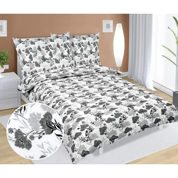Povlečení Bellatex Povlečení krepové 140x200, 70x90 cm šedý květ