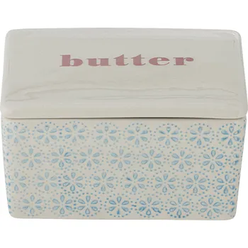 Bloomingville Modrý krabička s máslem, kamenina, 12,5x7x9 cm, Patrizia