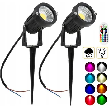 2 KS ZAHRADNÍ REFLEKTOR ZAPICHOVACÍ ČERNÝ IP65 + LED RGB