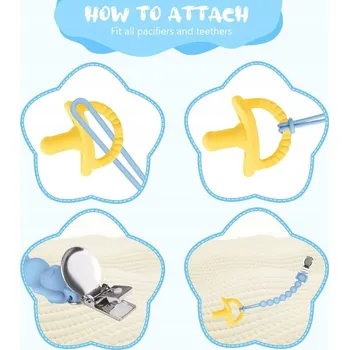 PŘÍVĚSEK ŘETÍZEK KLIP NA DUDLÍK SILIKONOVÉ PŘÍVĚSKY KLIPSY 3KS