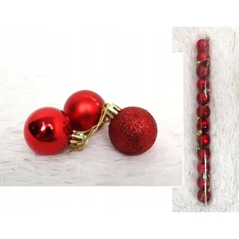 Vánoční dekorace Vánoční Baňky ČERVENÉ VÁNOČNÍ OZDOBY 4 cm - sada 12 ks