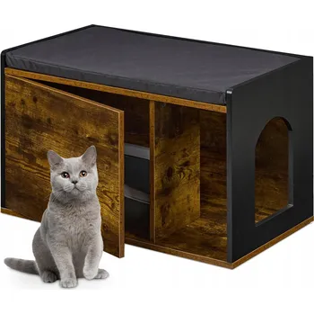 Koupelnový nábytek Domeček pro kočky Kočičí Toaleta Skříňka pod televizi Regál Police se sedákem 3v1