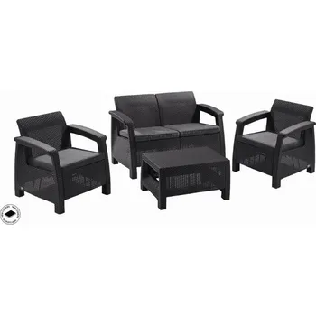 Zahradní sestava Ratanový nábytek Keter Ratanový nábytek CORFU antracit