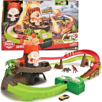 Hračka Dickie Toys závodní dráha Vulkán lebky se světly a zvuky + kovové autíčko 1:64