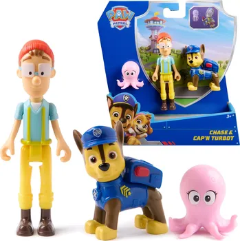 Figurka Paw Patrol figurky Chase, kapitán Turbot a chobotnička – sada Adventure Bay