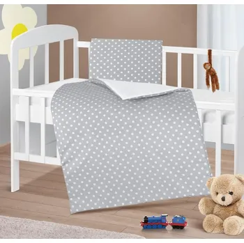 Bellatex Peřinka a polštářek pro kojence Puntík šedá, bílá 75x100 cm , 42x32 cm