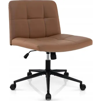 KANCELÁŘSKÁ ŽIDLE BEZ PODRUČEK NA KOLEČKÁCH UMĚLÁ KŮŽE HNĚDÁ