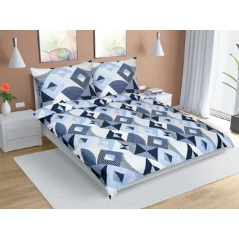Povlečení Bellatex Povlečení bavlna na dvoudeku geometrie modrá 240x200, 2ks 70x90 cm (240 cm šířka x 200 cm délka)
