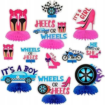 Party dekorace Dekorace Ozdoby na Baby Shower Odhalení pohlaví dítěte 12 Ks Kolečka Nebo Podpatky