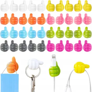 Věšák SAMOLEPICÍ NÁSTĚNNÉ HÁKY VĚŠÁK KREATIVNÍ 40X ORGANIZÉR NA KABELY